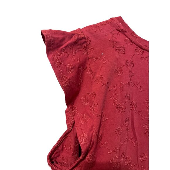 Loft Plus Women's Red Floral Embroidered Top 16/18 Cotton & Spandex Blend Made I - Picture 5 of 8